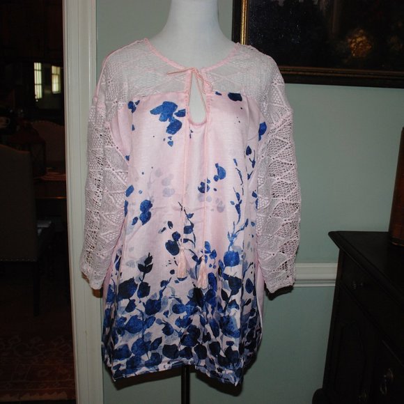 NWOT Silky Pink Print Tunic - Picture 2 of 7
